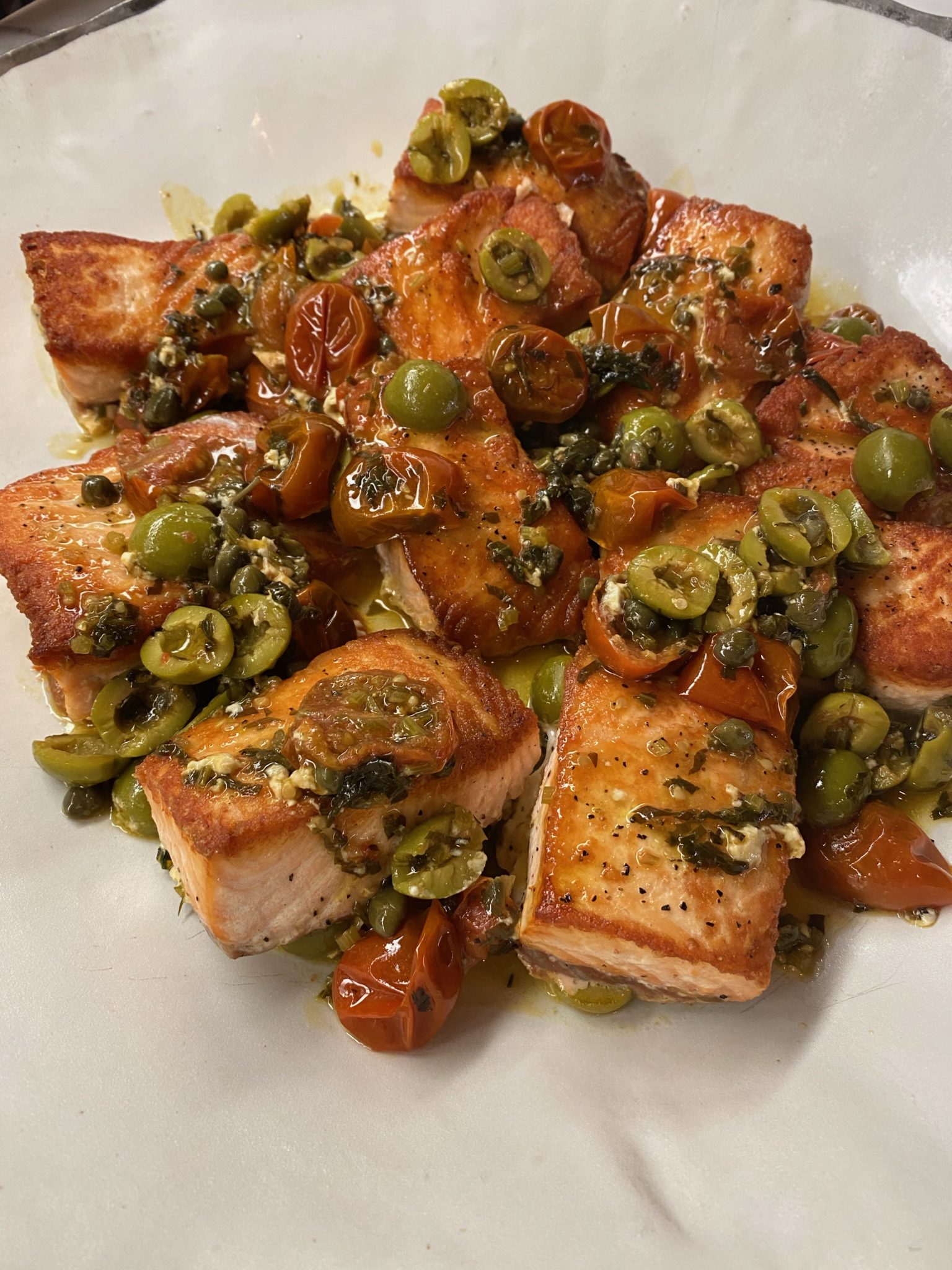 Salmon with Roasted Tomatoes, Capers, and Olives Recipe Molly Sims